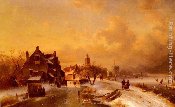 Charles Henri Joseph Leickert Winter and Summer Canal Scenes A Pair of Paintings (Pic 1)
